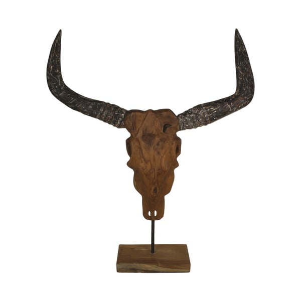 Dekorace z teakového dřeva HSM collection Buffalo Head, výška 80 cm