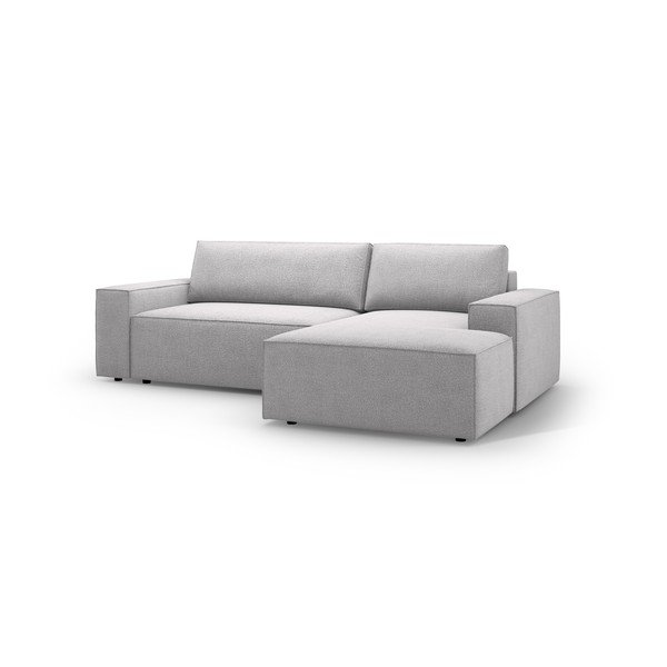 Světle šedá rozkládací rohová pohovka z textilie bouclé (pravý roh) Jodie – Micadoni Home-image-2