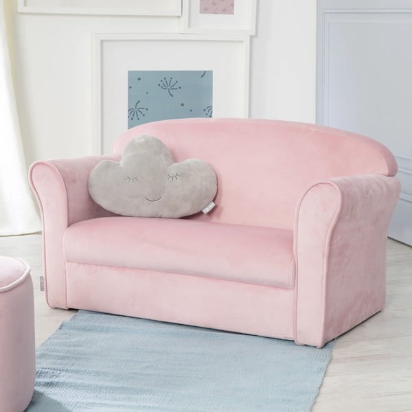 Světle růžová sametová dětská pohovka 78 cm Lil Sofa – Roba-image-1
