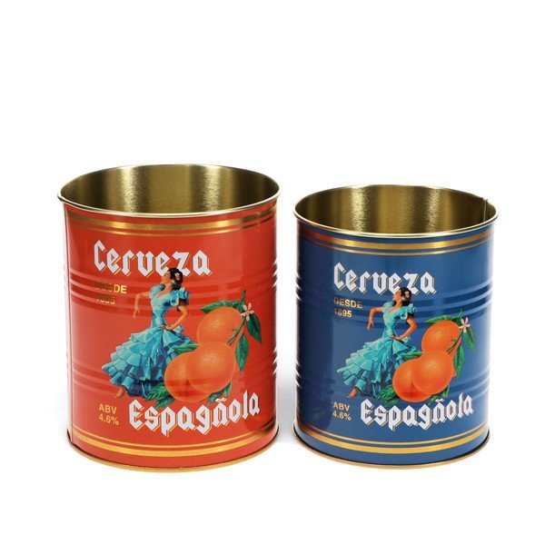 Dekorativní cínové úložné boxy v sadě 2 ks ø 11x13 cm Cerveza Española – Rex London