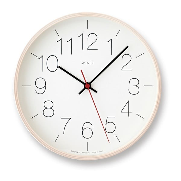 Nástěnné hodiny s světle hnědým rámem Lemnos Clock, ⌀ 25,4 cm