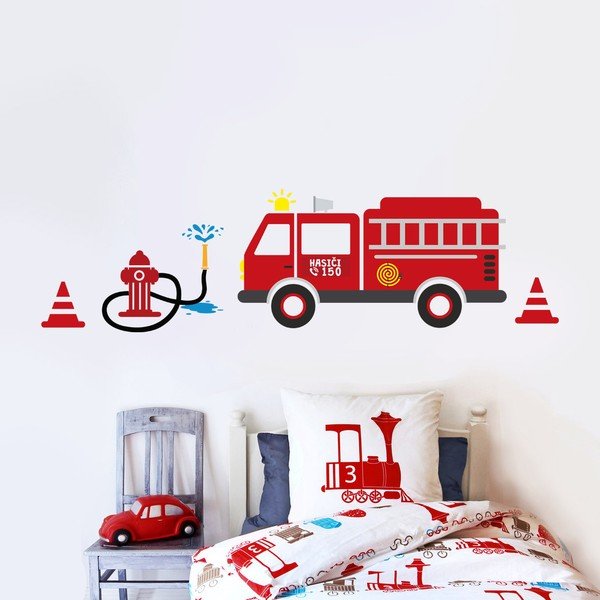 Samolepka na zeď Hasiči, 70x50 cm