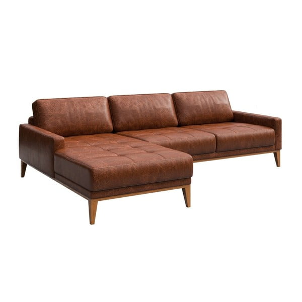 Červenohnědá kožená rohová pohovka MESONICA Musso Tufted, levý roh-image-2