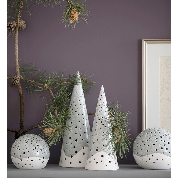 Šedý vánoční svícen z kostního porcelánu Kähler Design Nobili, ⌀ 14 cm-image-3