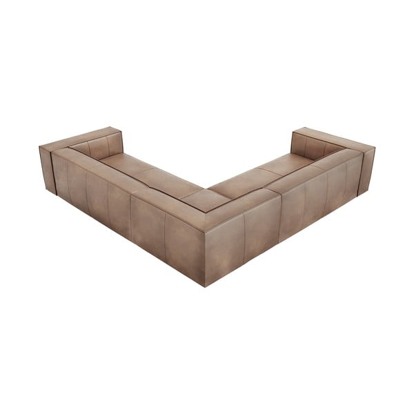 Světle hnědá kožená rohová pohovka (variabilní) Madame – Windsor & Co Sofas-image-3