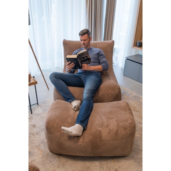 Hnědý manšestrový sedací vak Plus 100 Lounge – SLOWDOWN-image-1