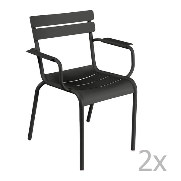Sada 2 černých židlí s područkami Fermob Luxembourg