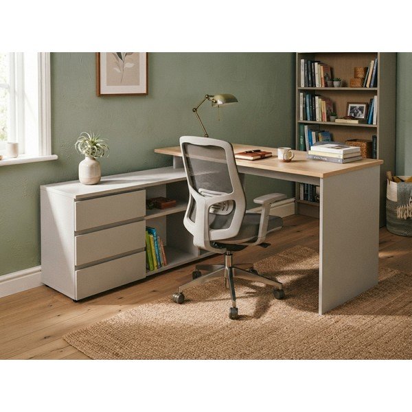 Rohový pracovní stůl s deskou v dubovém dekoru 145x146 cm Lissabon – Germania-image-1