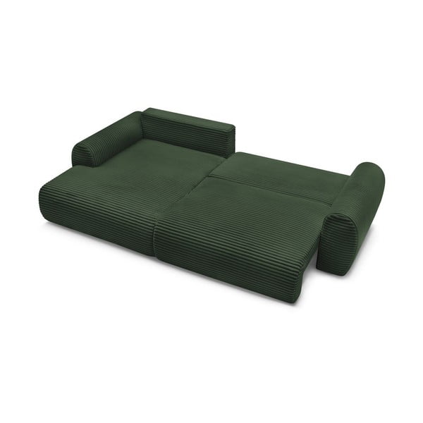 Tmavě zelená manšestrová rozkládací rohová pohovka (levý roh) Lucien – Bobochic Paris-image-4