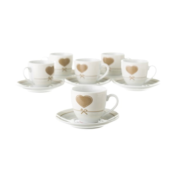 Sada 6 šálků s podšálky na kovovém stojanu Unimasa Heart-image-1