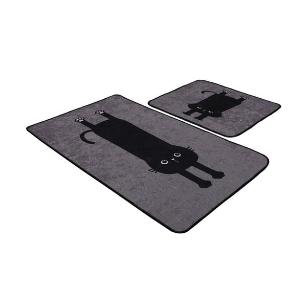 Černo-šedé koupelnové předložky v sadě 2 ks 60x100 cm Comfort – Foutastic-image-3