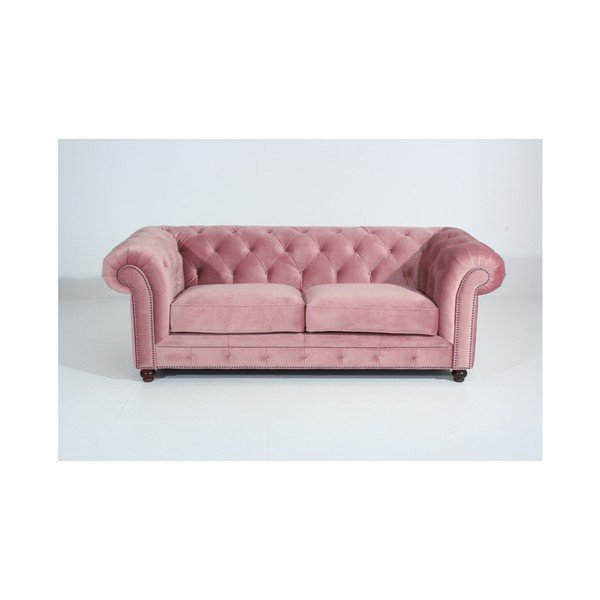 Růžová pohovka Max Winzer Orleans Velvet, 216 cm