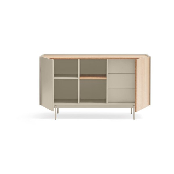 Nízká komoda v dekoru dubu v béžovo-přírodní barvě 130x78 cm Otto – Teulat-image-3