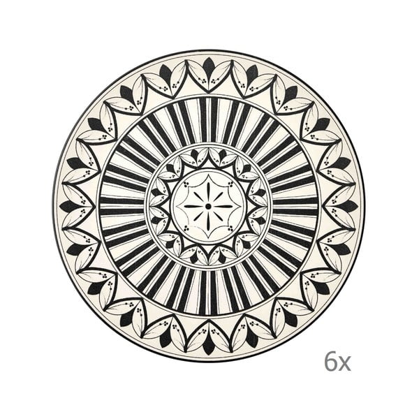 Sada 6 krémových porcelánových jídelních talířů s černým ornamentem Mia Maroc Tabak, ⌀ 26 cm
