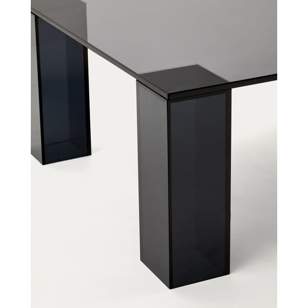 Tmavě šedý skleněný konferenční stolek 60x140 cm Adularia – Kave Home-image-3