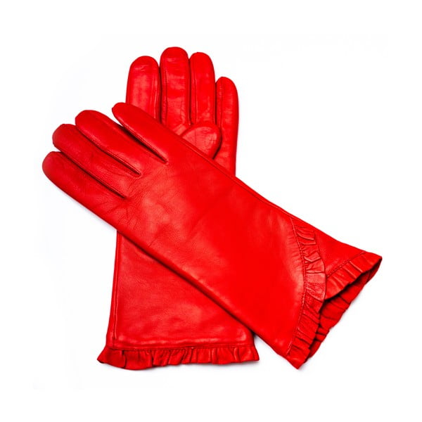 Dámské červené kožené rukavice <br>Pride & Dignity London, vel. 7,5