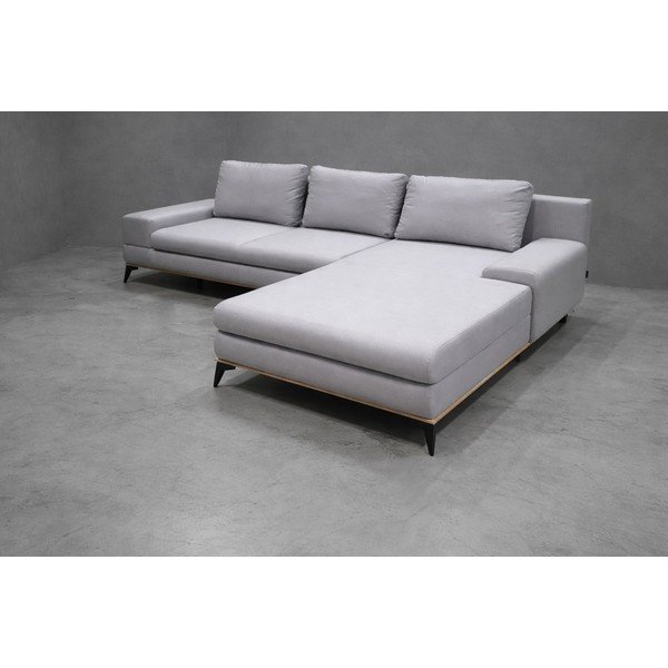 Světle šedá rozkládací/s úložným prostorem rohová pohovka (pravý roh/s lenoškou) Planet - II. jakost – Windsor & Co Sofas-image-3