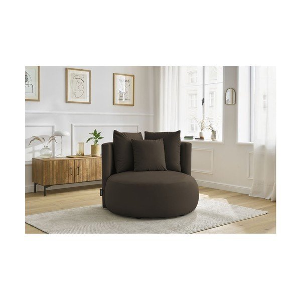 Hnědé sametové křeslo Cesar – Bobochic Paris-image-1