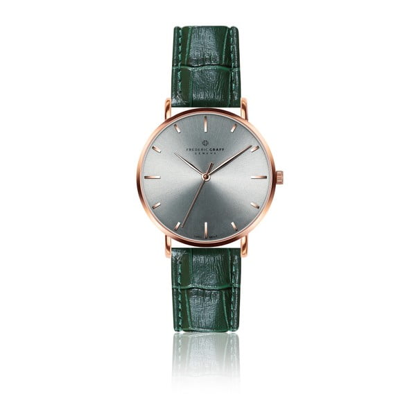 Unisex hodinky s tmavě zeleným páskem z pravé kůže Frederic Graff Croco Duro Green