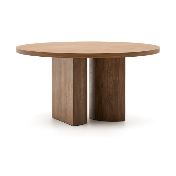 Kulatý jídelní stůl s deskou v dekoru ořechového dřeva ø 150 cm Nealy – Kave Home