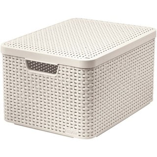 Krémový plastový úložný box s víkem 33x44,5x25 cm Style – Curver