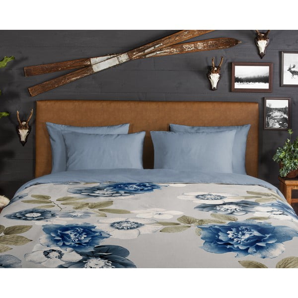 Modro-šedé flanelové povlečení na jednolůžko 140x200 cm Gabin – Good Morning-image-2