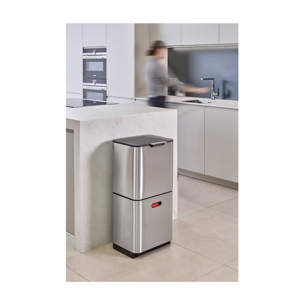 Ocelový odpadkový koš na tříděný odpad ve stříbrné barvě 60 l Totem Max – Joseph Joseph-image-3