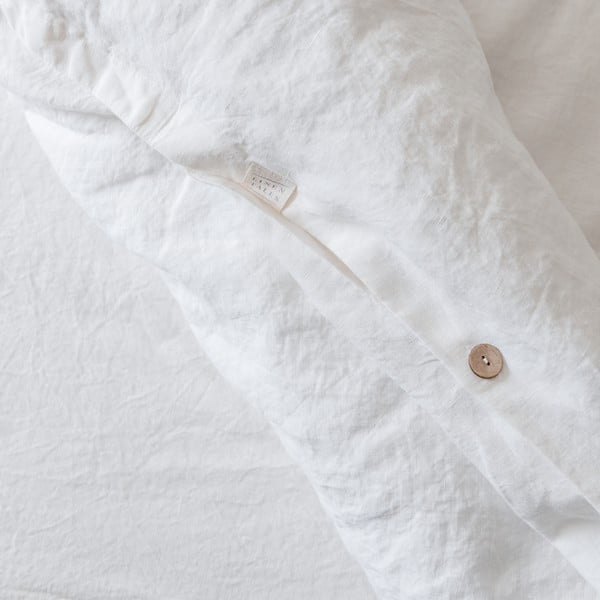 Prodloužené bílé povlečení na dvoulůžko s příměsí lnu 240x220 cm – Linen Tales-image-3