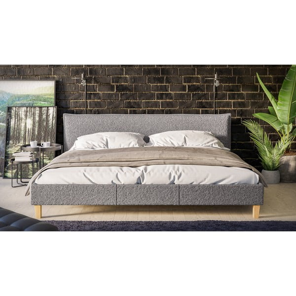 Šedá čalouněná dvoulůžková postel s roštem 200x200 cm Tina – Ropez-image-1