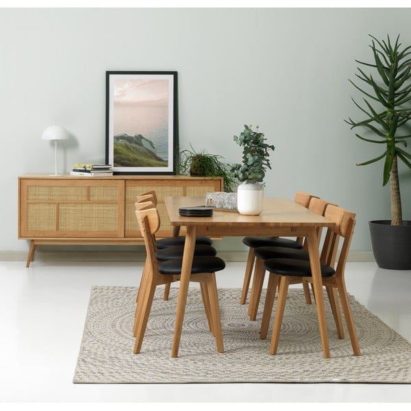 Nízká komoda v dekoru dubu s posuvnými dveřmi v přírodní barvě 180x80 cm Barrali – Unique Furniture-image-1