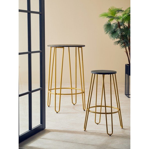 Barová stolička z jilmového dřeva ve zlaté barvě/v přírodní barvě (výška sedáku 75 cm) District – Premier Housewares-image-1