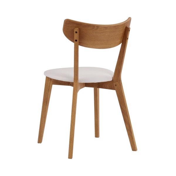 Hnědá dubová jídelní židle s bílým sedákem Rowico Ami-image-3