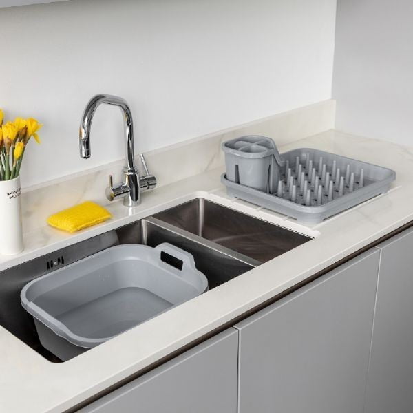 Šedý odkapávač na příbory z recyklovaného plastu Addis Eco Range-image-4