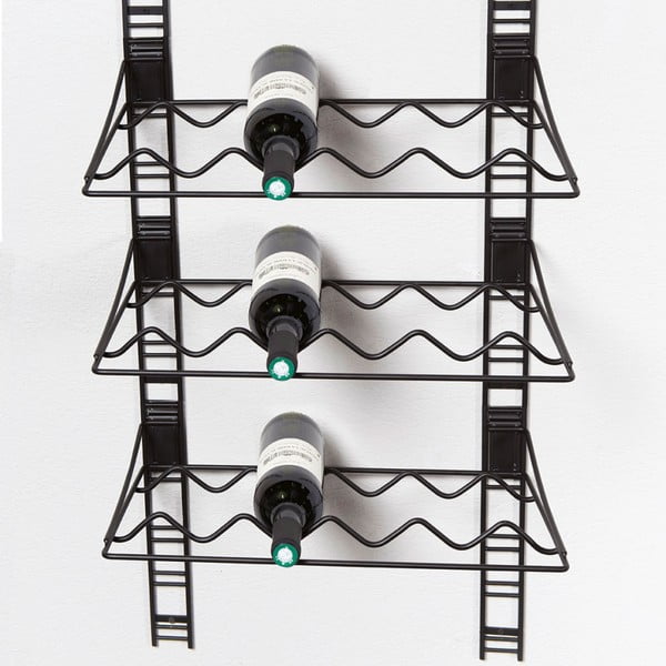 Černý nástěnný držák na 15 lahví vína Compactor Walltech-image-1