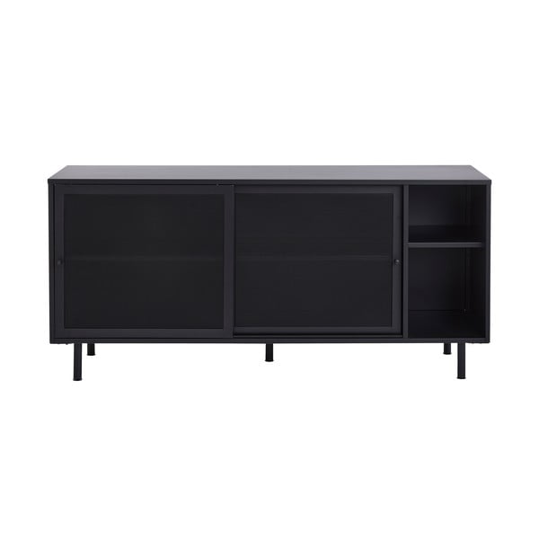 Černá kovová komoda s posuvnými dveřmi 160x75x46 cm Veep – Unique Furniture