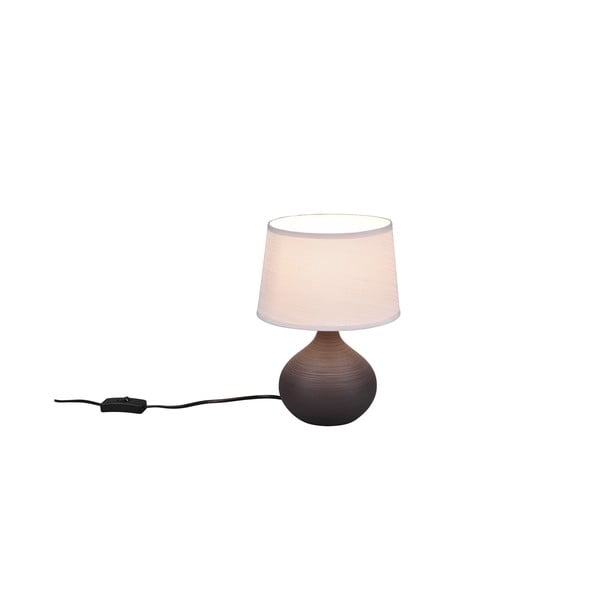 Tmavě hnědá stolní lampa z keramiky a tkaniny Reality Martin, výška 29 cm-image-3
