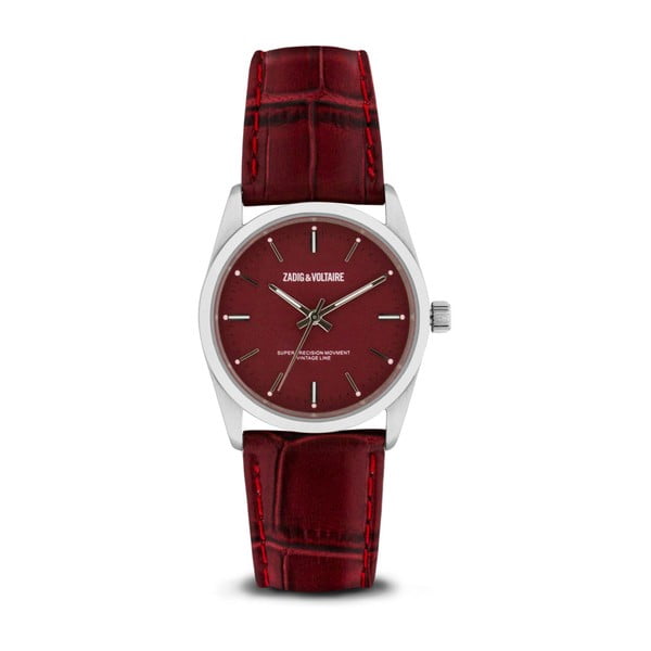 Dámské červené hodinky s koženým páskem Zadig & Voltaire