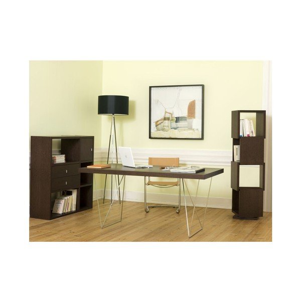 Otočná knihovna v dekoru tmavého dřeva TemaHome Rotative-image-1