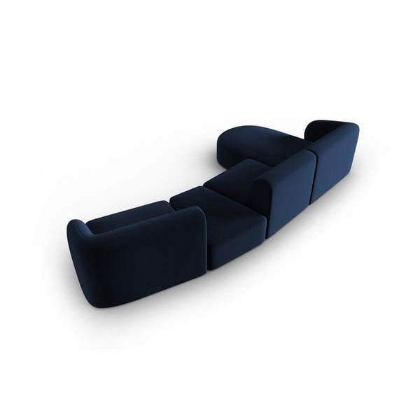 Modrá sametová rohová pohovka (levý roh/s lenoškou) Paolo – Milo Casa-image-3