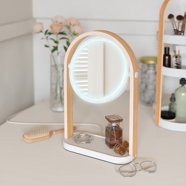 Kosmetické zrcadlo s dřevěným rámem (zvětšení 10x) 12x38 cm Bellwood – Umbra-image-1