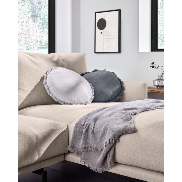 Šedý povlak na polštář Kave Home Clarice, ø 45 cm-image-3