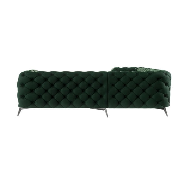 Tmavě zelená sametová rohová pohovka Chelsea – Ropez-image-2