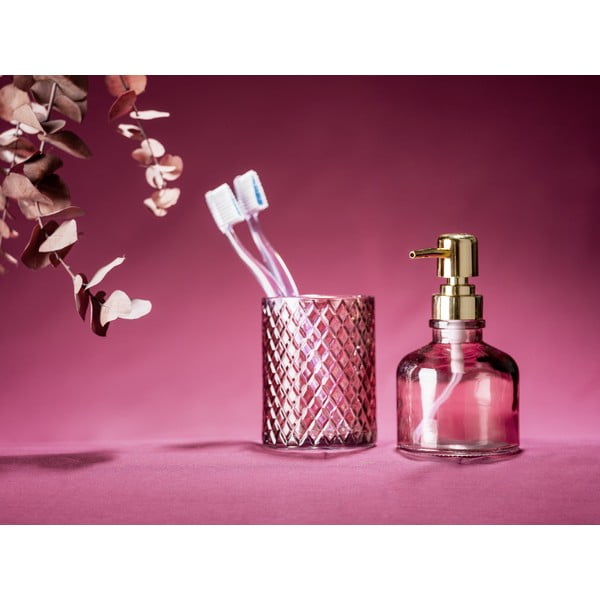 Tmavě růžový skleněný kelímek na zubní kartáčky Atessa – Wenko-image-4