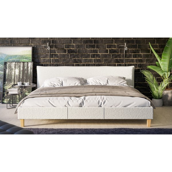 Krémová čalouněná dvoulůžková postel s roštem 200x200 cm Tina – Ropez-image-1