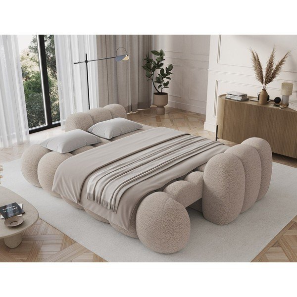 Béžová rozkládací pohovka z textilie bouclé 256 cm Cotonn – ELTAP-image-3