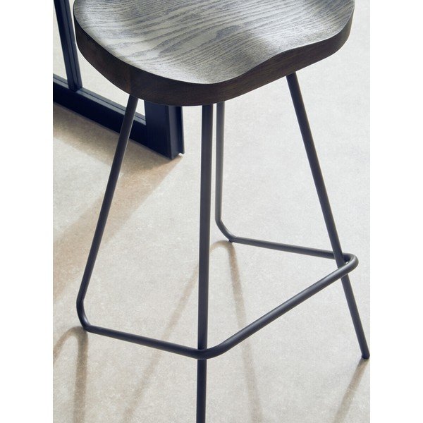 Černá/v přírodní barvě barová stolička z jilmového dřeva (výška sedáku 78 cm) District – Premier Housewares-image-3