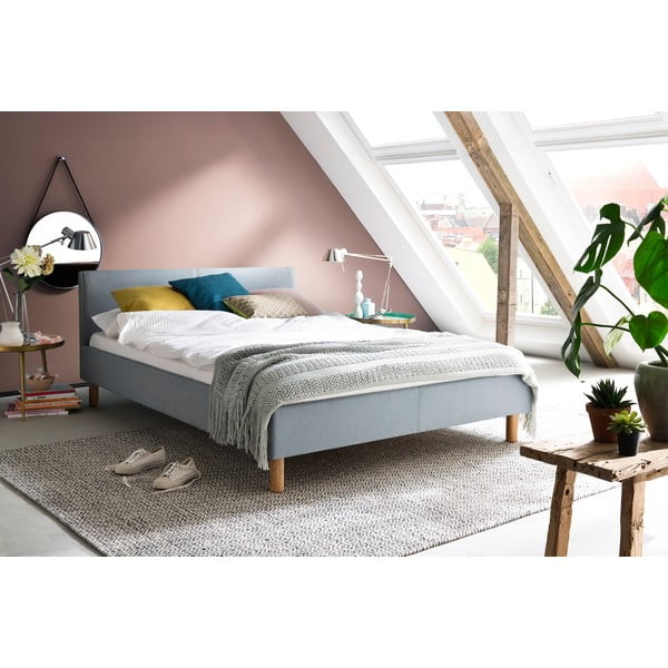Modrá/šedá čalouněná dvoulůžková postel bez roštu 140x200 cm Lena – Meise Möbel-image-1