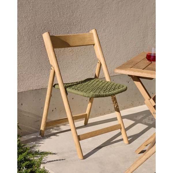Dřevěná zahradní židle v zeleno-přírodní barvě Dandara – Kave Home-image-1