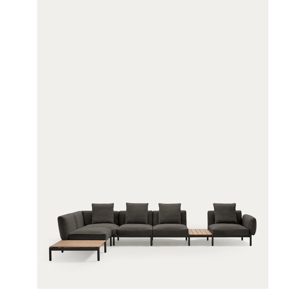 Tmavě šedá čalouněná zahradní pohovka (levý roh) Sorells – Kave Home-image-2
