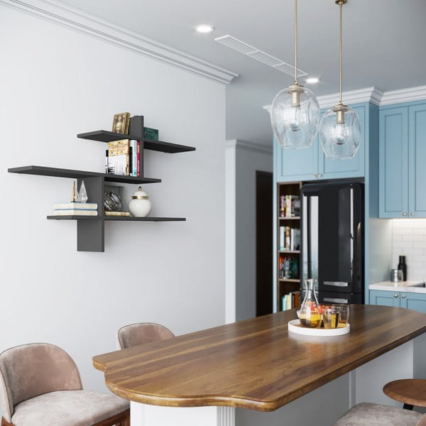 Antracitová patrová police 123 cm Leo – Kalune Design-image-1